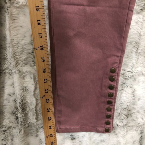 Soft Surroundings Colorful Metro Leggings Pants Jeans Pink Rose PS Button Ankle - Picture 11 of 11